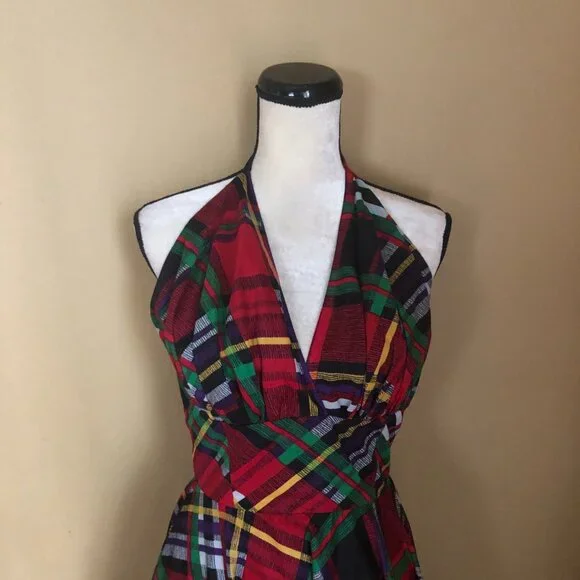 Trashy Diva Mad Plaid cotton Country Club Halter Dress - Picture 6 of 9
